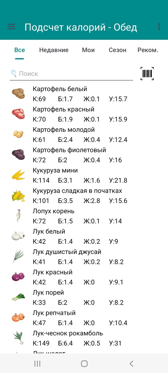 Подсчет калорий 2